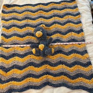 Handmade baby blanket and bear